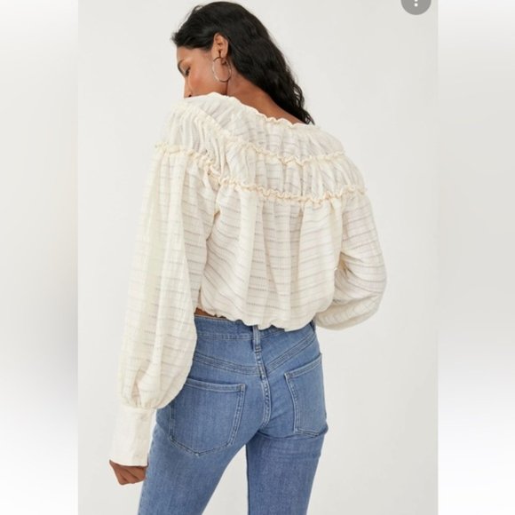 Free People Hailey Blouse Size Small Oversized Textured - Picture 3 of 11